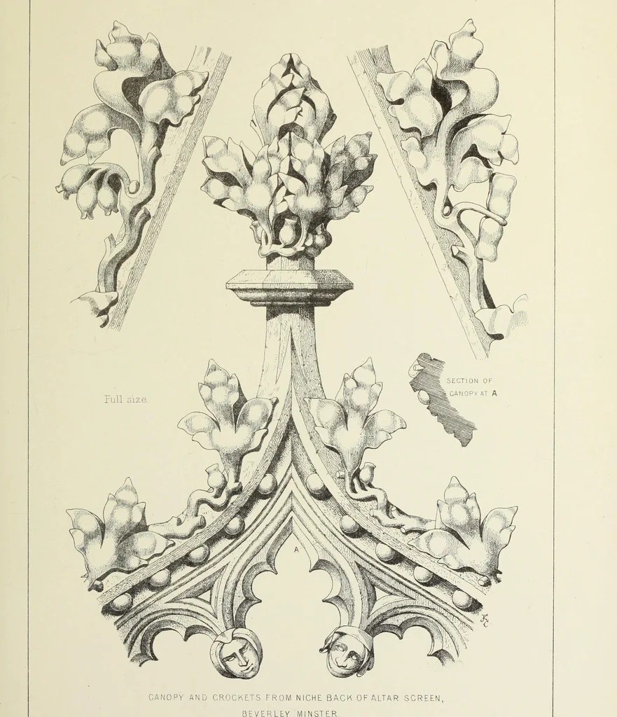 An illustration from Examples of English mediaeval foliage and coloured decoration, taken from buildings of the twelfth to the fifteenth century: with descriptive letterpress, 1874, leaf 281