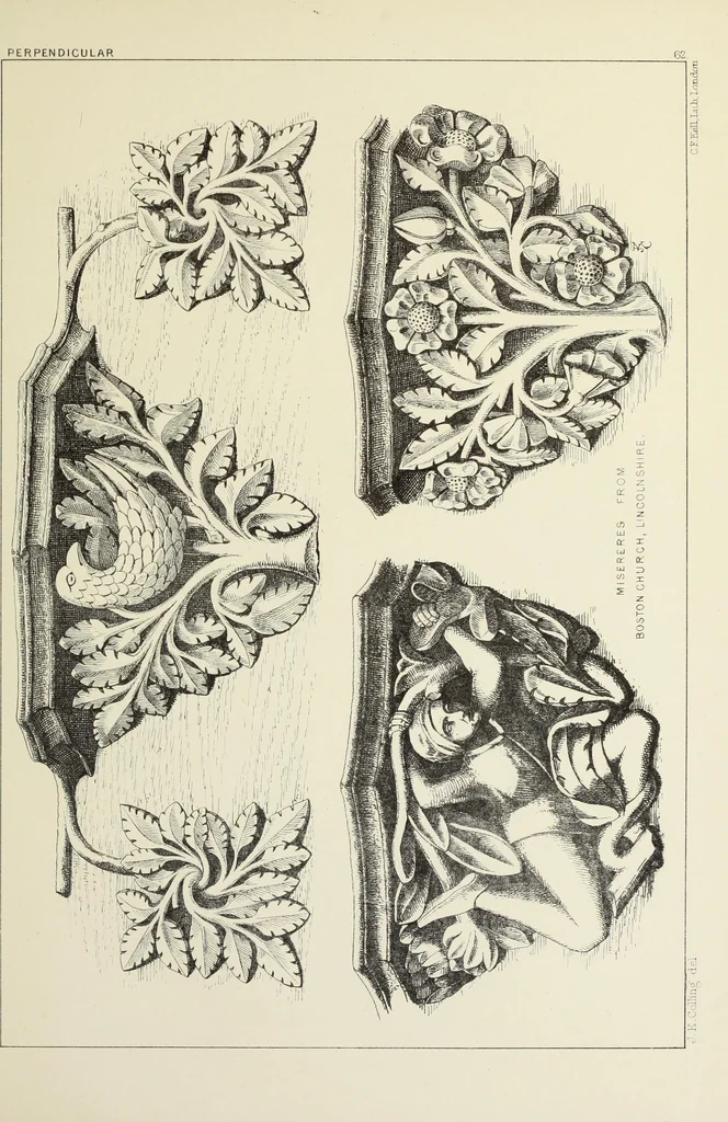An illustration from Examples of English mediaeval foliage and coloured decoration, taken from buildings of the twelfth to the fifteenth century: with descriptive letterpress, 1874, leaf 317