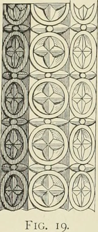 An illustration from Examples of English mediaeval foliage and coloured decoration, taken from buildings of the twelfth to the fifteenth century: with descriptive letterpress, 1874, leaf 32