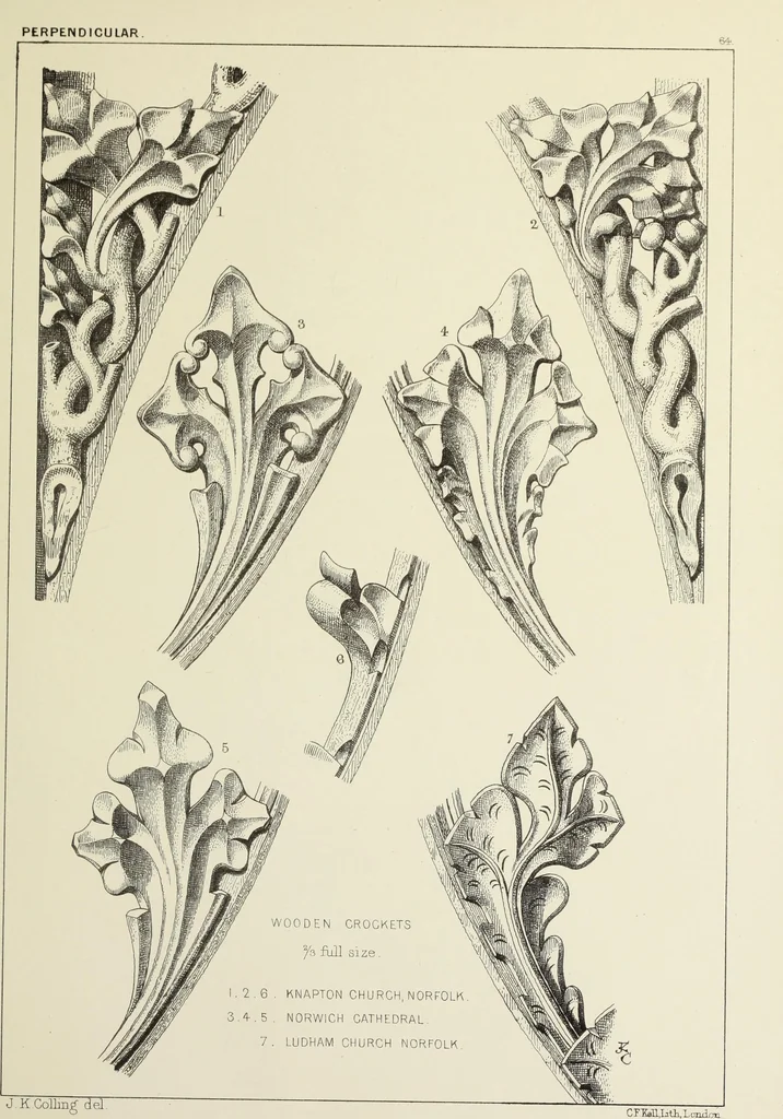 An illustration from Examples of English mediaeval foliage and coloured decoration, taken from buildings of the twelfth to the fifteenth century: with descriptive letterpress, 1874, leaf 325