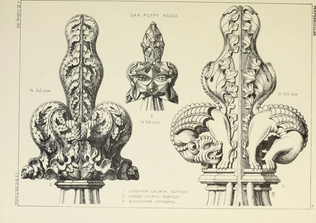 An illustration from Examples of English mediaeval foliage and coloured decoration, taken from buildings of the twelfth to the fifteenth century: with descriptive letterpress, 1874, leaf 337