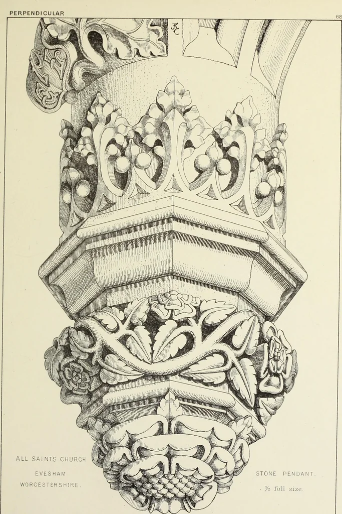 An illustration from Examples of English mediaeval foliage and coloured decoration, taken from buildings of the twelfth to the fifteenth century: with descriptive letterpress, 1874, leaf 341