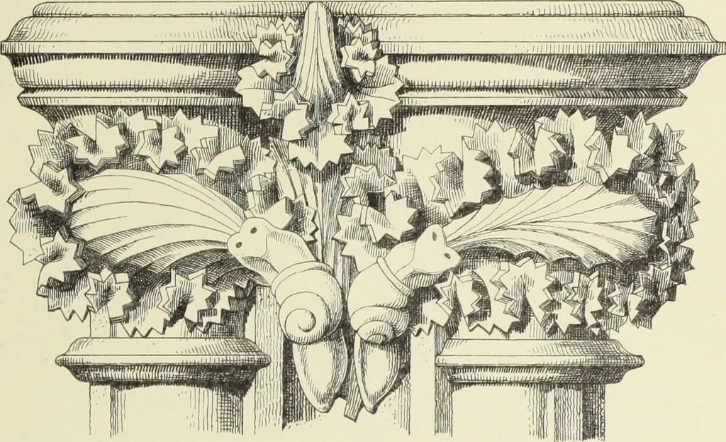 An illustration from Examples of English mediaeval foliage and coloured decoration, taken from buildings of the twelfth to the fifteenth century: with descriptive letterpress, 1874, leaf 345