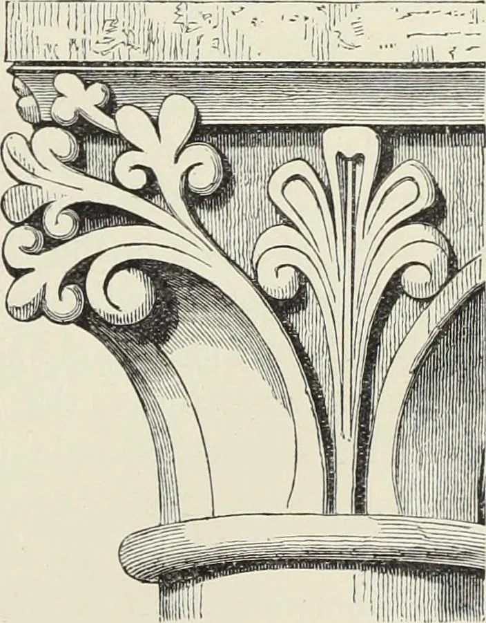 An illustration from Examples of English mediaeval foliage and coloured decoration, taken from buildings of the twelfth to the fifteenth century: with descriptive letterpress, 1874, leaf 39