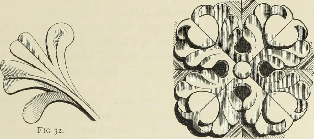 An illustration from Examples of English mediaeval foliage and coloured decoration, taken from buildings of the twelfth to the fifteenth century: with descriptive letterpress, 1874, leaf 41