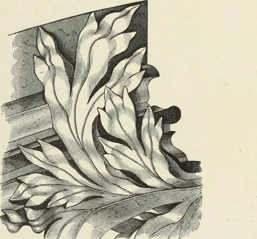 An illustration from Examples of English mediaeval foliage and coloured decoration, taken from buildings of the twelfth to the fifteenth century: with descriptive letterpress, 1874, leaf 59