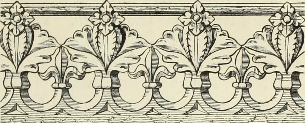An illustration from Examples of English mediaeval foliage and coloured decoration, taken from buildings of the twelfth to the fifteenth century: with descriptive letterpress, 1874, leaf 69