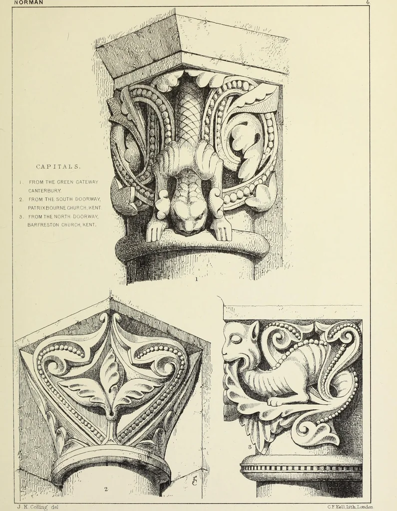 An illustration from Examples of English mediaeval foliage and coloured decoration, taken from buildings of the twelfth to the fifteenth century: with descriptive letterpress, 1874, leaf 85