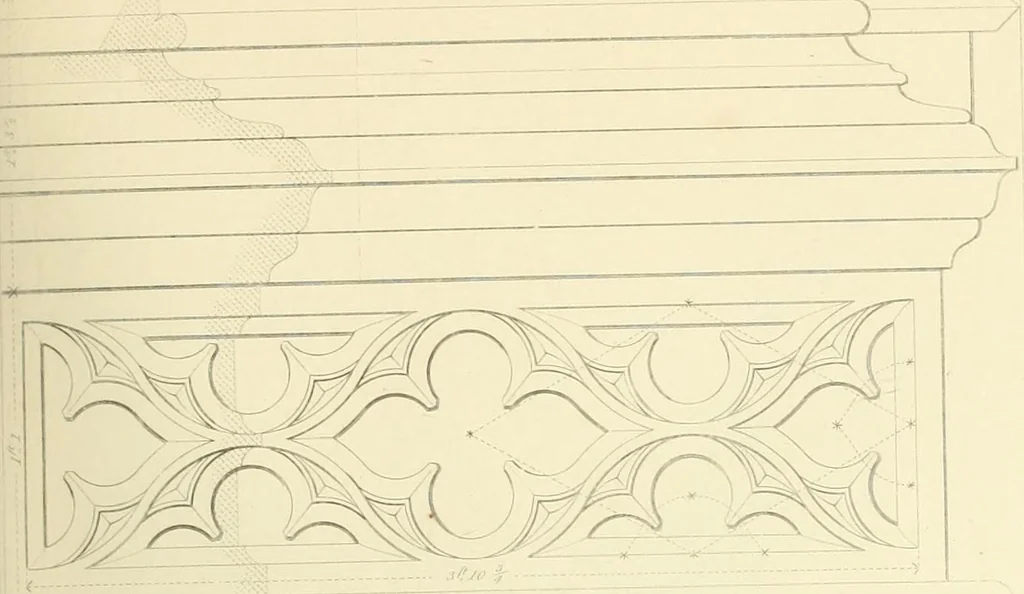 An illustration from Examples of Gothic architecture : selected from various ancient edifices in England : consisting of plans, elevations, sections, and parts at large : accompanied by historical and descriptive accounts, 1850, leaf 104