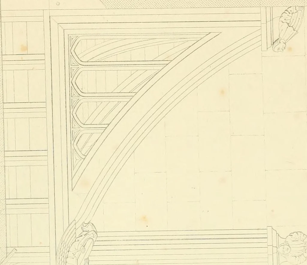 An illustration from Examples of Gothic architecture : selected from various ancient edifices in England : consisting of plans, elevations, sections, and parts at large : accompanied by historical and descriptive accounts, 1850, leaf 106