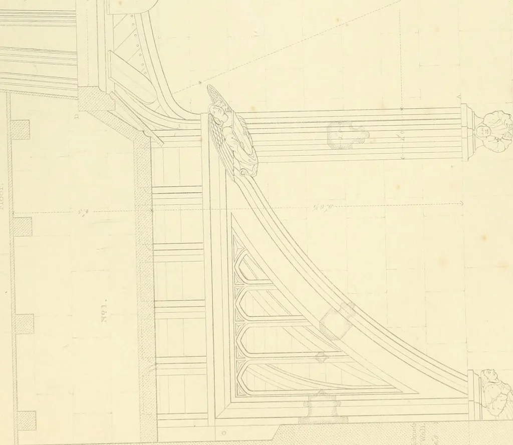 An illustration from Examples of Gothic architecture : selected from various ancient edifices in England : consisting of plans, elevations, sections, and parts at large : accompanied by historical and descriptive accounts, 1850, leaf 106