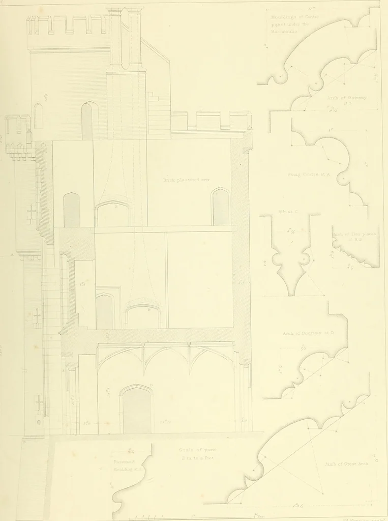 An illustration from Examples of Gothic architecture : selected from various ancient edifices in England : consisting of plans, elevations, sections, and parts at large : accompanied by historical and descriptive accounts, 1850, leaf 116