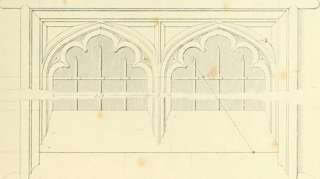 An illustration from Examples of Gothic architecture : selected from various ancient edifices in England : consisting of plans, elevations, sections, and parts at large : accompanied by historical and descriptive accounts, 1850, leaf 118