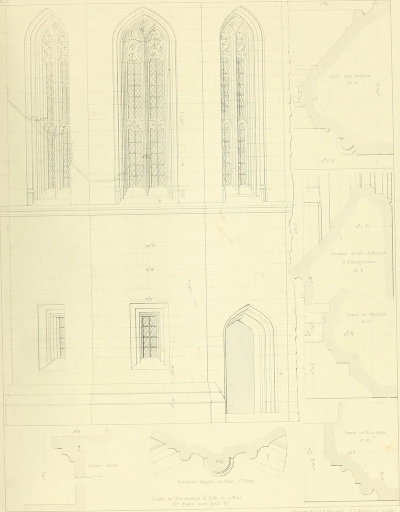 An illustration from Examples of Gothic architecture : selected from various ancient edifices in England : consisting of plans, elevations, sections, and parts at large : accompanied by historical and descriptive accounts, 1850, leaf 126