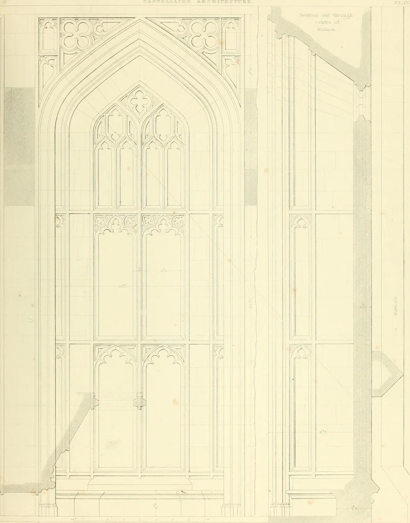 An illustration from Examples of Gothic architecture : selected from various ancient edifices in England : consisting of plans, elevations, sections, and parts at large : accompanied by historical and descriptive accounts, 1850, leaf 130