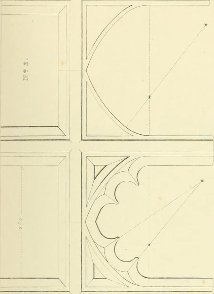 An illustration from Examples of Gothic architecture : selected from various ancient edifices in England : consisting of plans, elevations, sections, and parts at large : accompanied by historical and descriptive accounts, 1850, leaf 132