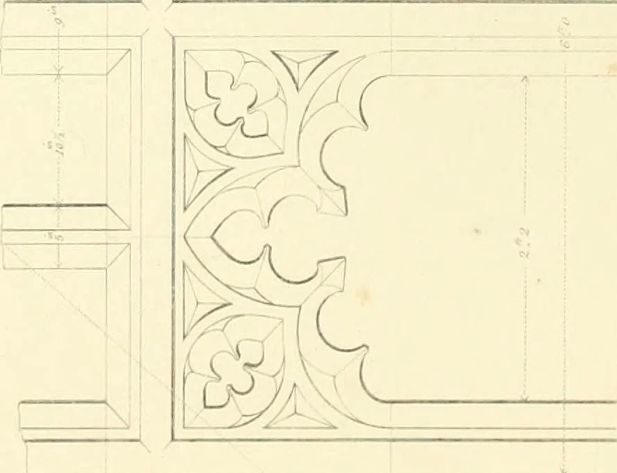 An illustration from Examples of Gothic architecture : selected from various ancient edifices in England : consisting of plans, elevations, sections, and parts at large : accompanied by historical and descriptive accounts, 1850, leaf 132