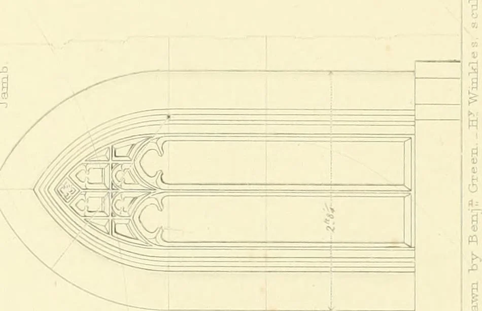 An illustration from Examples of Gothic architecture : selected from various ancient edifices in England : consisting of plans, elevations, sections, and parts at large : accompanied by historical and descriptive accounts, 1850, leaf 136