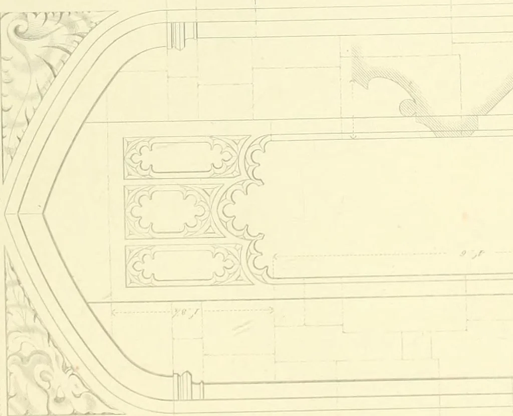 An illustration from Examples of Gothic architecture : selected from various ancient edifices in England : consisting of plans, elevations, sections, and parts at large : accompanied by historical and descriptive accounts, 1850, leaf 146