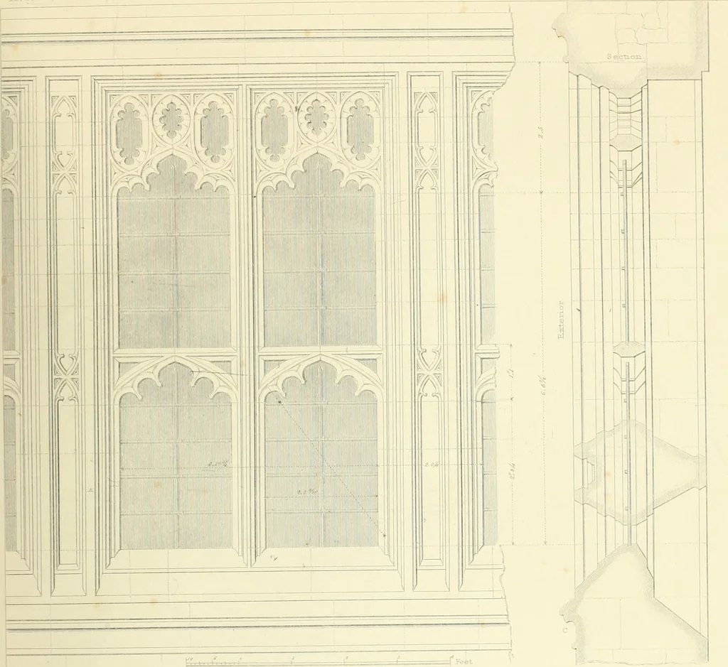 An illustration from Examples of Gothic architecture : selected from various ancient edifices in England : consisting of plans, elevations, sections, and parts at large : accompanied by historical and descriptive accounts, 1850, leaf 150