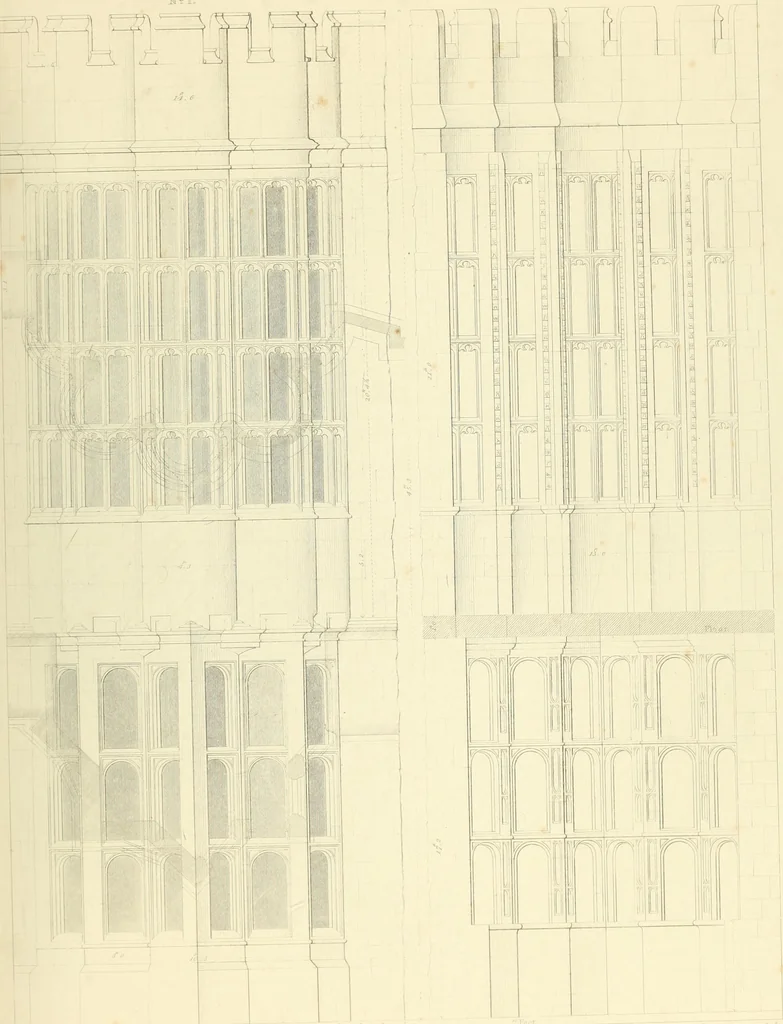An illustration from Examples of Gothic architecture : selected from various ancient edifices in England : consisting of plans, elevations, sections, and parts at large : accompanied by historical and descriptive accounts, 1850, leaf 154