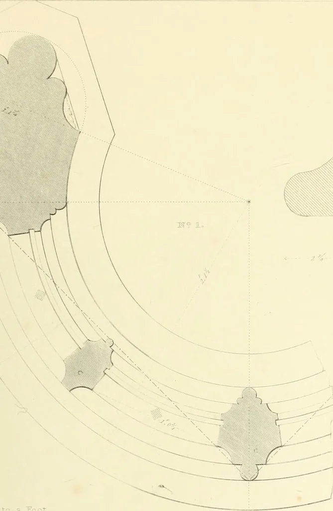 An illustration from Examples of Gothic architecture : selected from various ancient edifices in England : consisting of plans, elevations, sections, and parts at large : accompanied by historical and descriptive accounts, 1850, leaf 156