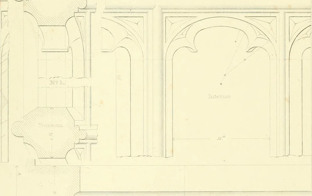 An illustration from Examples of Gothic architecture : selected from various ancient edifices in England : consisting of plans, elevations, sections, and parts at large : accompanied by historical and descriptive accounts, 1850, leaf 158