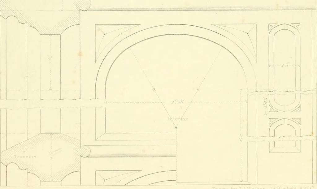 An illustration from Examples of Gothic architecture : selected from various ancient edifices in England : consisting of plans, elevations, sections, and parts at large : accompanied by historical and descriptive accounts, 1850, leaf 158