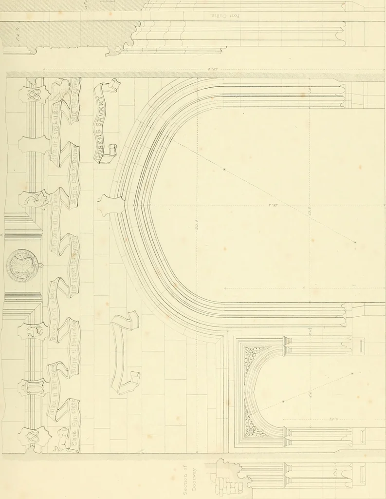An illustration from Examples of Gothic architecture : selected from various ancient edifices in England : consisting of plans, elevations, sections, and parts at large : accompanied by historical and descriptive accounts, 1850, leaf 168