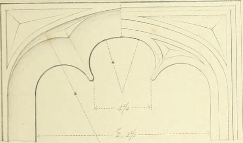 An illustration from Examples of Gothic architecture : selected from various ancient edifices in England : consisting of plans, elevations, sections, and parts at large : accompanied by historical and descriptive accounts, 1850, leaf 174