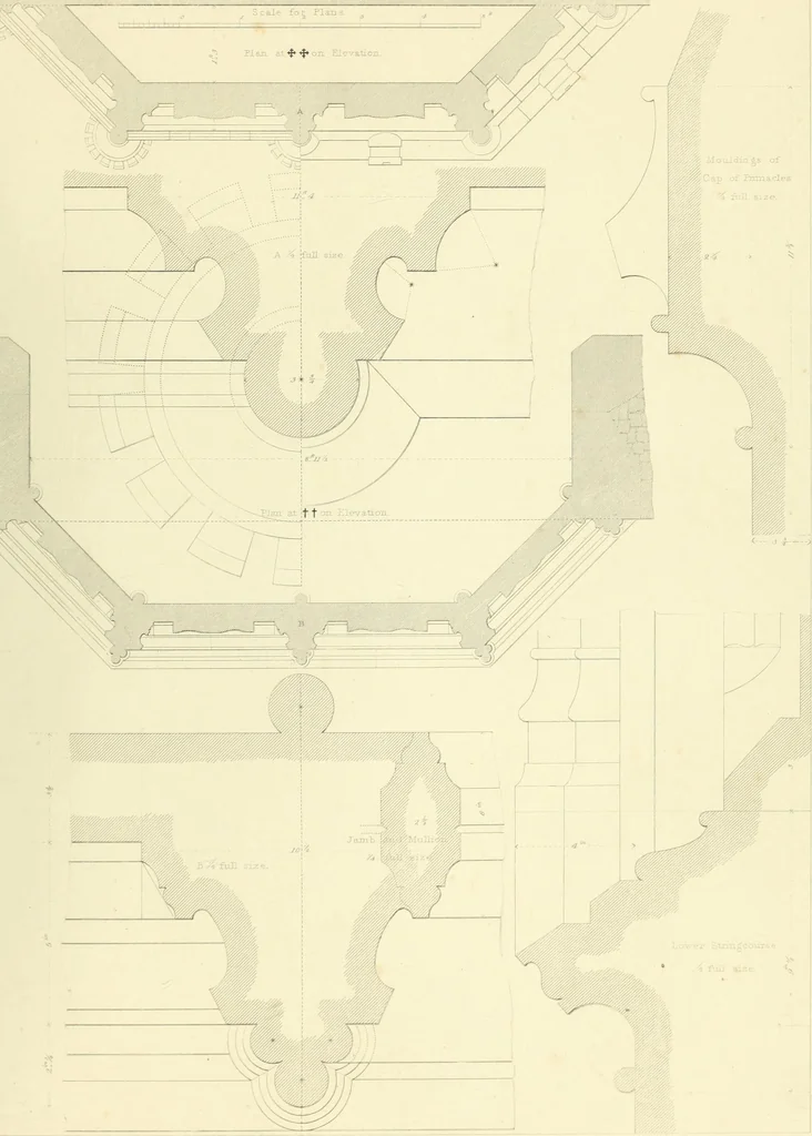 An illustration from Examples of Gothic architecture : selected from various ancient edifices in England : consisting of plans, elevations, sections, and parts at large : accompanied by historical and descriptive accounts, 1850, leaf 188