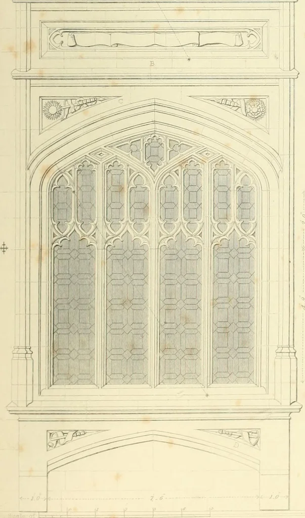 An illustration from Examples of Gothic architecture : selected from various ancient edifices in England : consisting of plans, elevations, sections, and parts at large : accompanied by historical and descriptive accounts, 1850, leaf 192