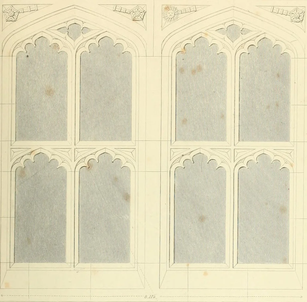 An illustration from Examples of Gothic architecture : selected from various ancient edifices in England : consisting of plans, elevations, sections, and parts at large : accompanied by historical and descriptive accounts, 1850, leaf 196