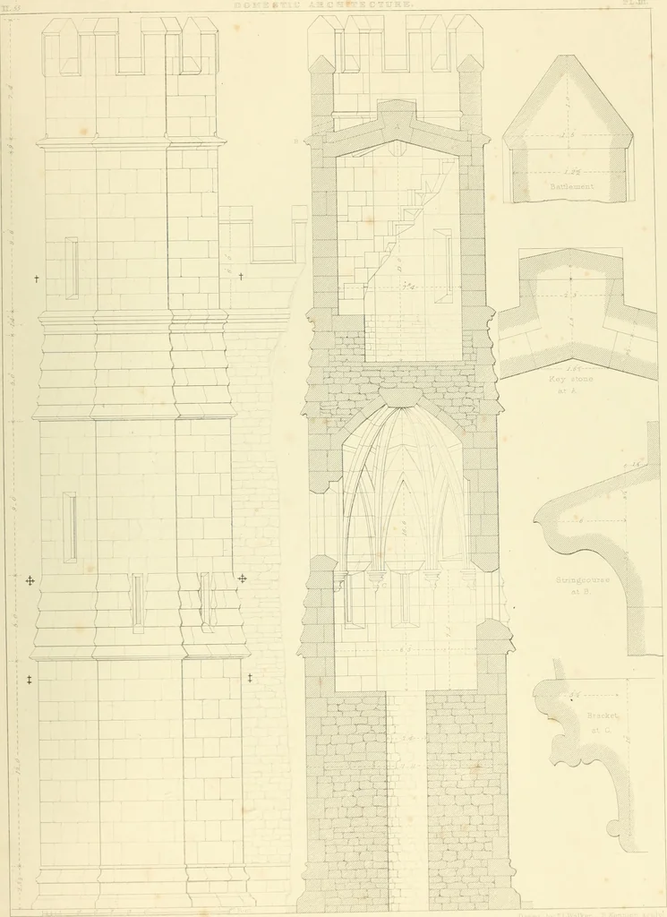 An illustration from Examples of Gothic architecture : selected from various ancient edifices in England : consisting of plans, elevations, sections, and parts at large : accompanied by historical and descriptive accounts, 1850, leaf 202