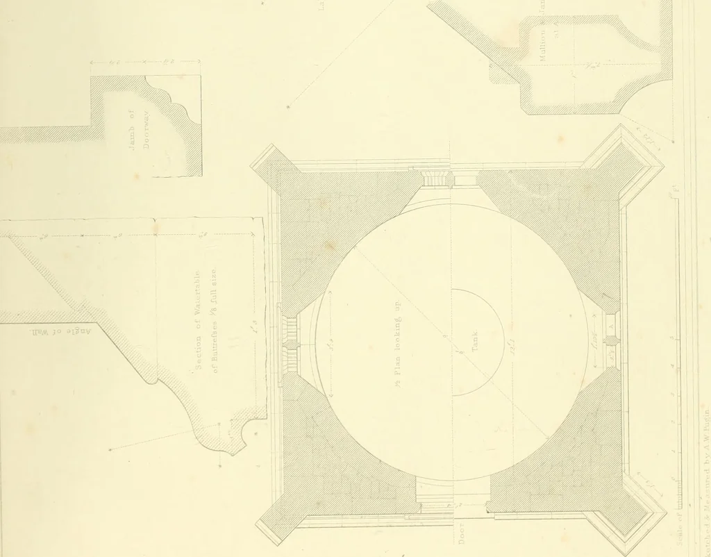 An illustration from Examples of Gothic architecture : selected from various ancient edifices in England : consisting of plans, elevations, sections, and parts at large : accompanied by historical and descriptive accounts, 1850, leaf 212