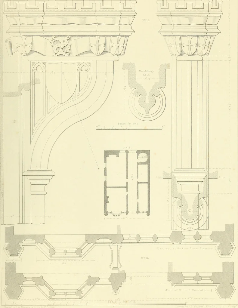 An illustration from Examples of Gothic architecture : selected from various ancient edifices in England : consisting of plans, elevations, sections, and parts at large : accompanied by historical and descriptive accounts, 1850, leaf 226