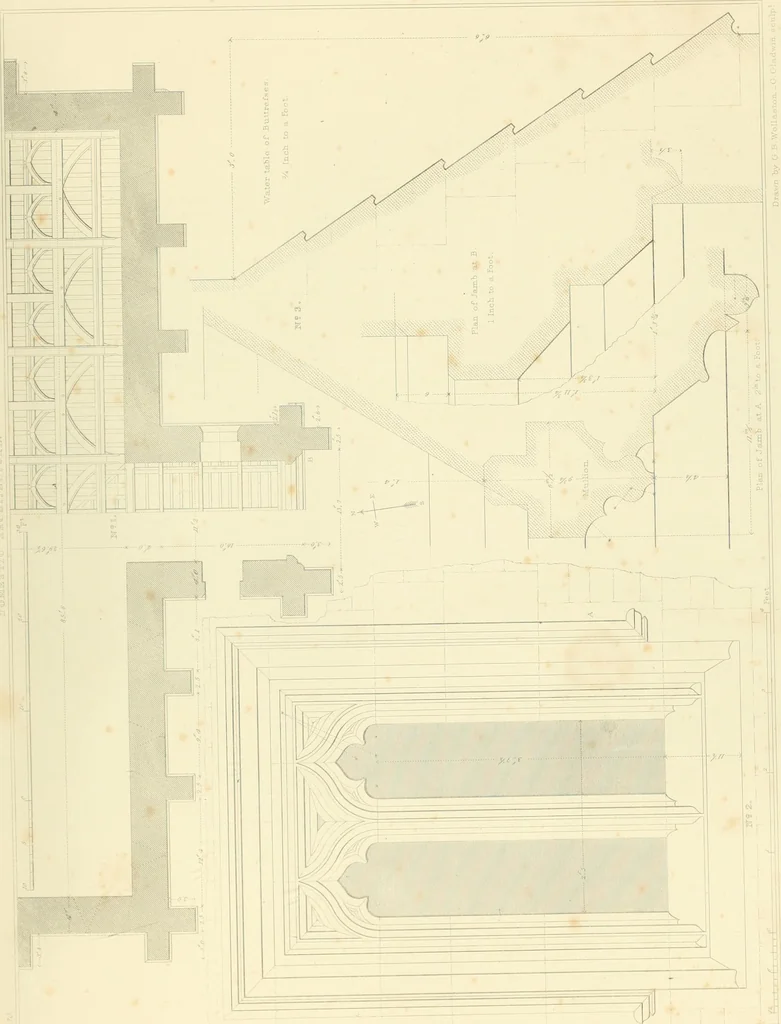 An illustration from Examples of Gothic architecture : selected from various ancient edifices in England : consisting of plans, elevations, sections, and parts at large : accompanied by historical and descriptive accounts, 1850, leaf 232
