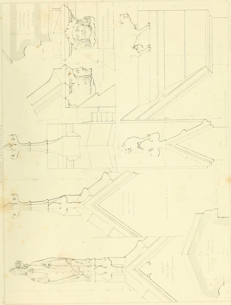 An illustration from Examples of Gothic architecture : selected from various ancient edifices in England : consisting of plans, elevations, sections, and parts at large : accompanied by historical and descriptive accounts, 1850, leaf 236