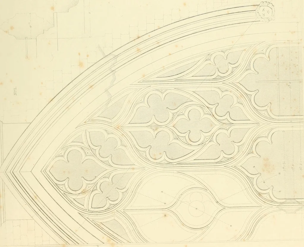 An illustration from Examples of Gothic architecture : selected from various ancient edifices in England : consisting of plans, elevations, sections, and parts at large : accompanied by historical and descriptive accounts, 1850, leaf 98