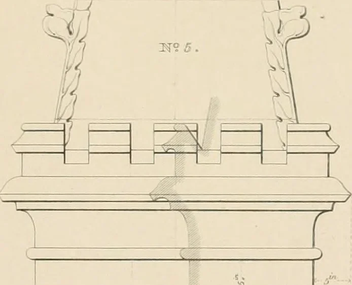 An illustration from Examples of Gothic architecture : selected from various antient edifices in England, consisting of plans, elevations, sections, and parts at large ... accompanied by historical and descriptive accounts, 1838, leaf 106