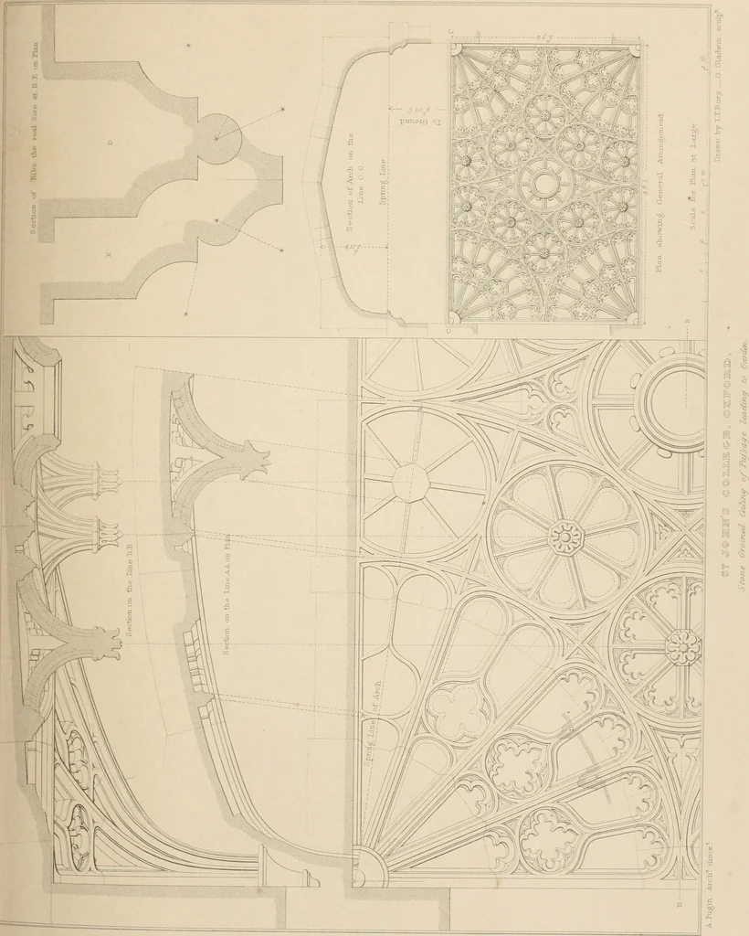An illustration from Examples of Gothic architecture : selected from various antient edifices in England, consisting of plans, elevations, sections, and parts at large ... accompanied by historical and descriptive accounts, 1838, leaf 118