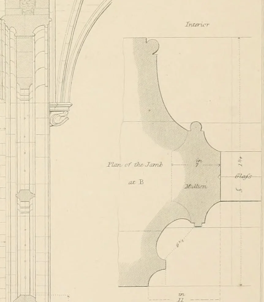 An illustration from Examples of Gothic architecture : selected from various antient edifices in England, consisting of plans, elevations, sections, and parts at large ... accompanied by historical and descriptive accounts, 1838, leaf 128