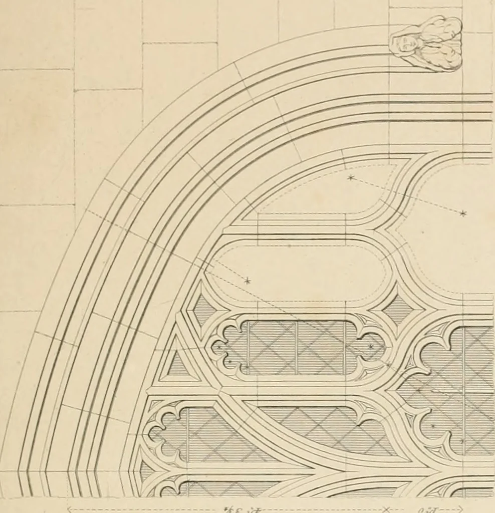 An illustration from Examples of Gothic architecture : selected from various antient edifices in England, consisting of plans, elevations, sections, and parts at large ... accompanied by historical and descriptive accounts, 1838, leaf 146