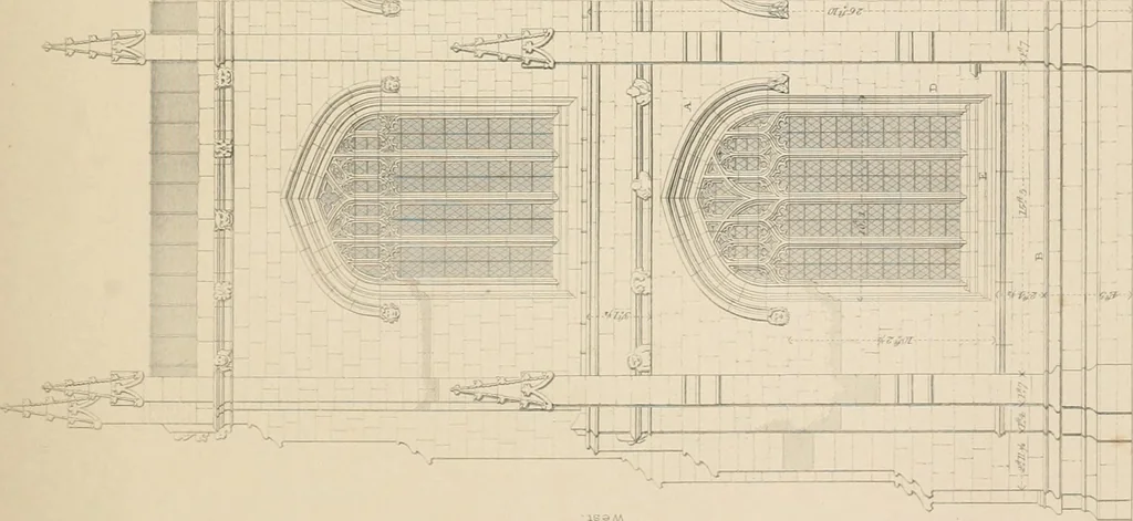 An illustration from Examples of Gothic architecture : selected from various antient edifices in England, consisting of plans, elevations, sections, and parts at large ... accompanied by historical and descriptive accounts, 1838, leaf 146