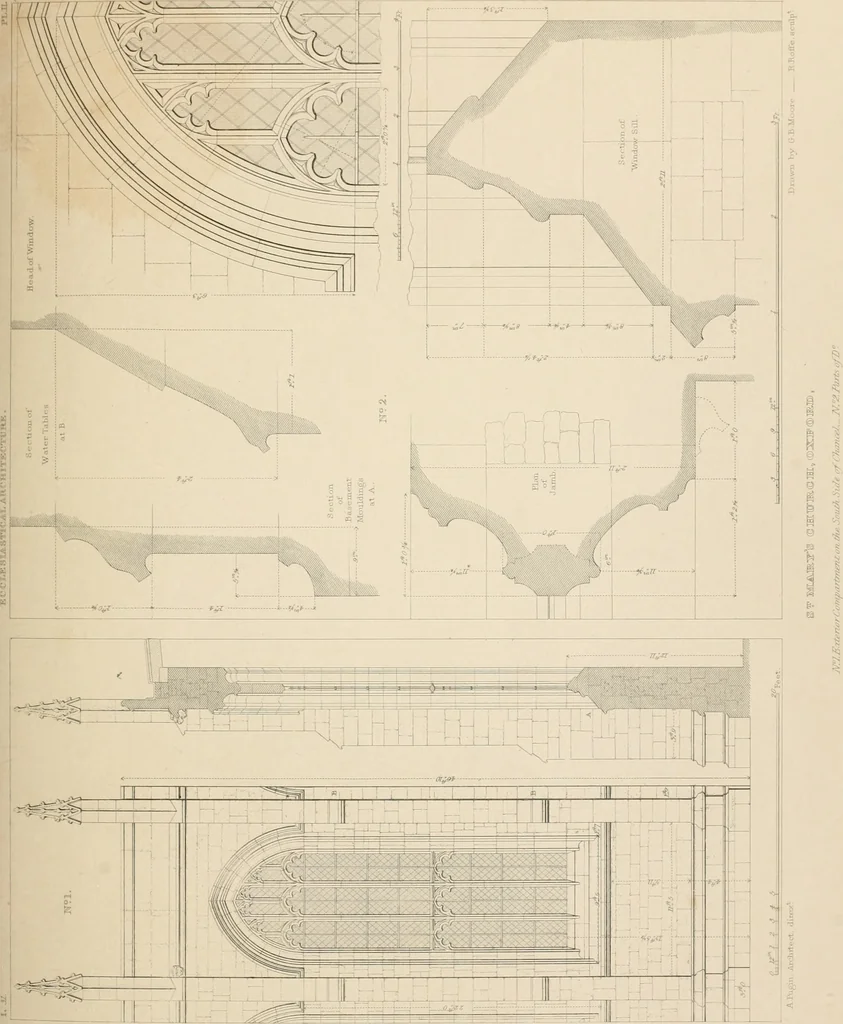 An illustration from Examples of Gothic architecture : selected from various antient edifices in England, consisting of plans, elevations, sections, and parts at large ... accompanied by historical and descriptive accounts, 1838, leaf 148