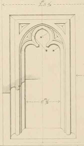An illustration from Examples of Gothic architecture : selected from various antient edifices in England, consisting of plans, elevations, sections, and parts at large ... accompanied by historical and descriptive accounts, 1838, leaf 158