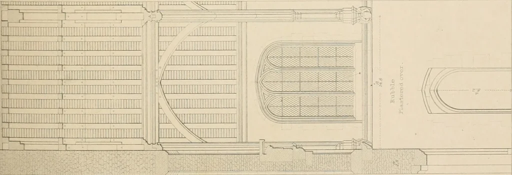 An illustration from Examples of Gothic architecture : selected from various antient edifices in England, consisting of plans, elevations, sections, and parts at large ... accompanied by historical and descriptive accounts, 1838, leaf 164