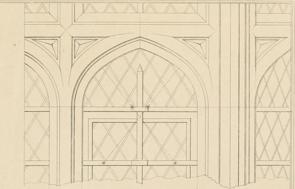 An illustration from Examples of Gothic architecture : selected from various antient edifices in England, consisting of plans, elevations, sections, and parts at large ... accompanied by historical and descriptive accounts, 1838, leaf 166