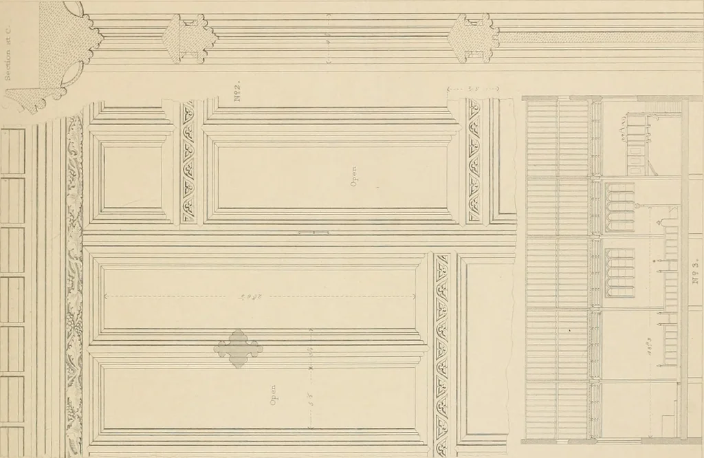 An illustration from Examples of Gothic architecture : selected from various antient edifices in England, consisting of plans, elevations, sections, and parts at large ... accompanied by historical and descriptive accounts, 1838, leaf 170