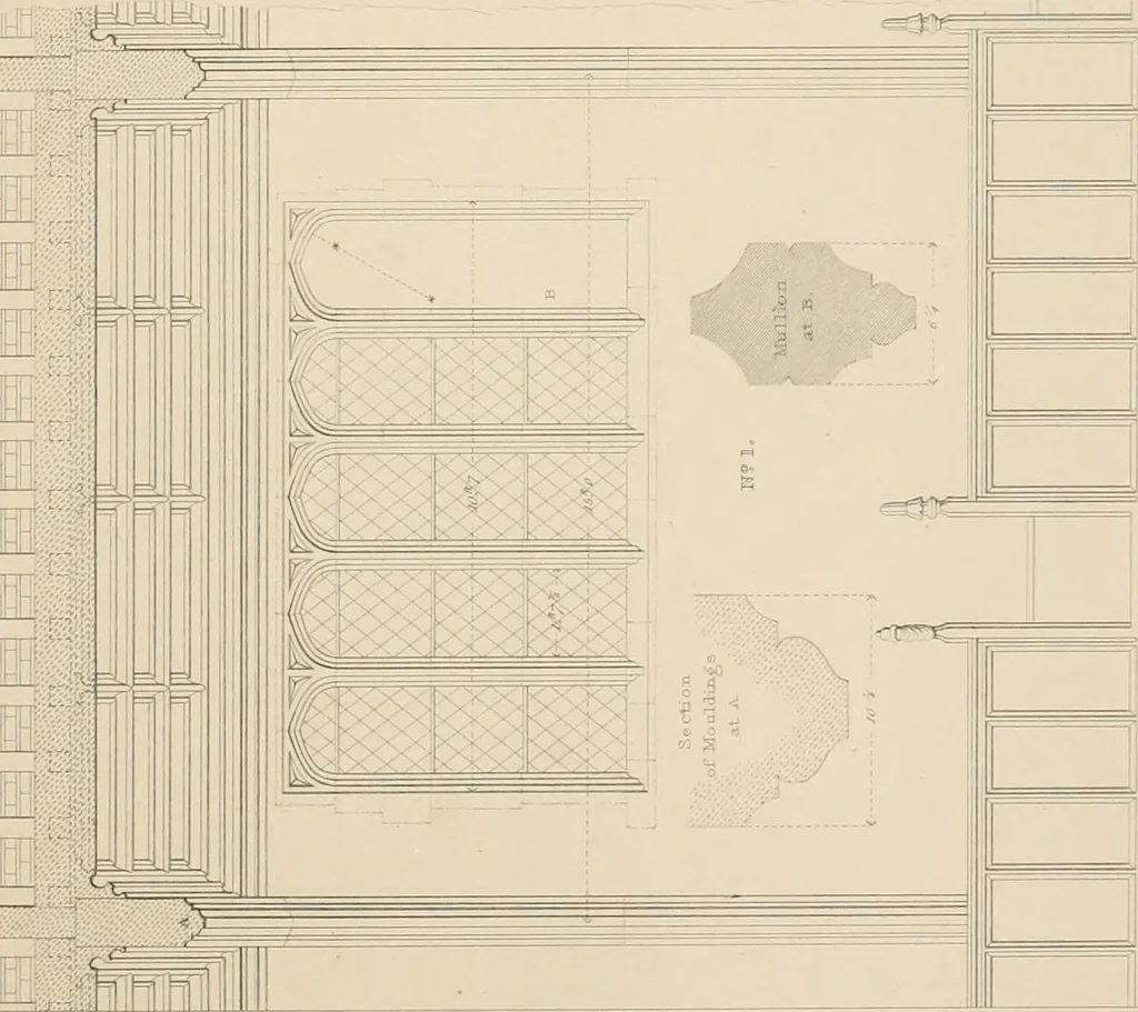 An illustration from Examples of Gothic architecture : selected from various antient edifices in England, consisting of plans, elevations, sections, and parts at large ... accompanied by historical and descriptive accounts, 1838, leaf 170